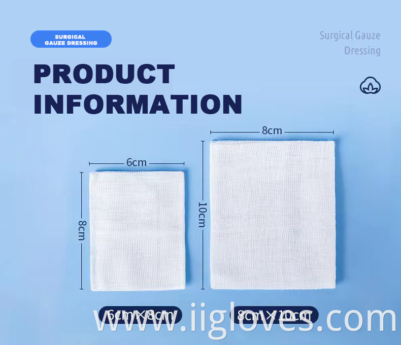 Disposable Medical Sterilize Medical gauze 8ply 7.5cm*7.5cm Non Woven Gauze Sponges for Hospital Use